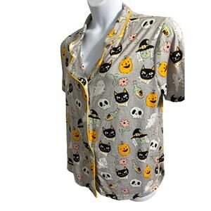 Nite Nite Munki Munkie Gray Halloween Womens Pajamas 1X Halloween Core Cats